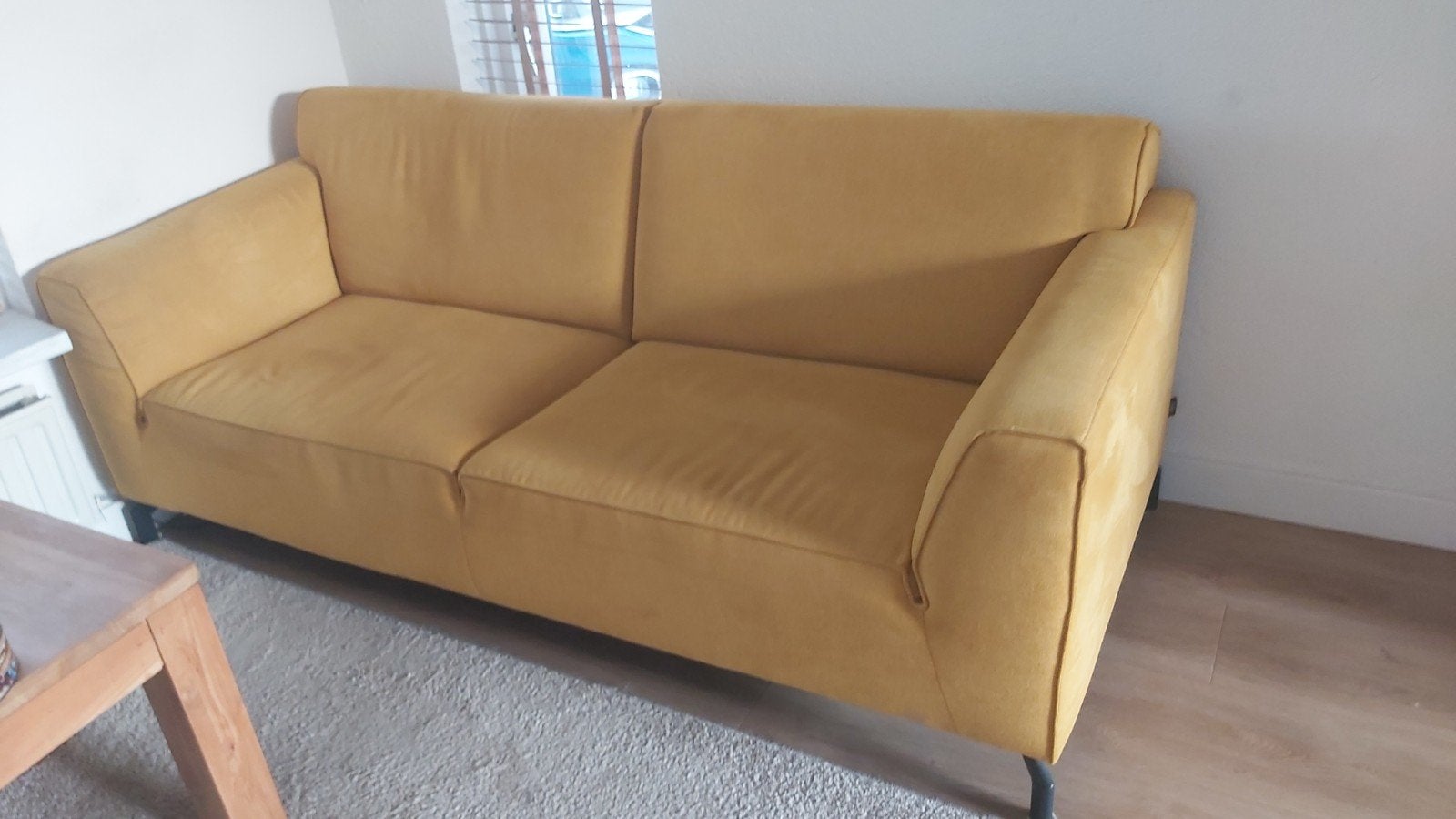 2 1/2 zits bank okergeel, Huis en Inrichting, Ophalen, 150 tot 200 cm, Tweepersoons, 75 tot 100 cm