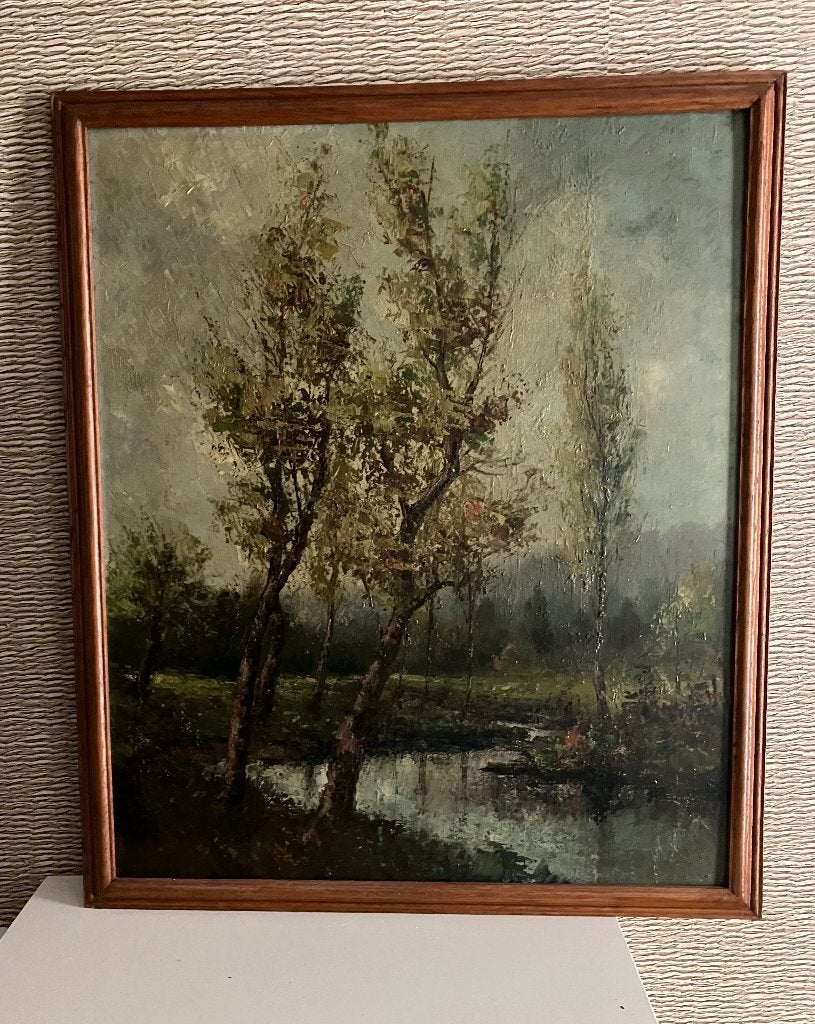 Jos Frissen - Geuldal landschap, Impressionistisch, Ophalen of Verzenden, Gesigneerd, Landschap