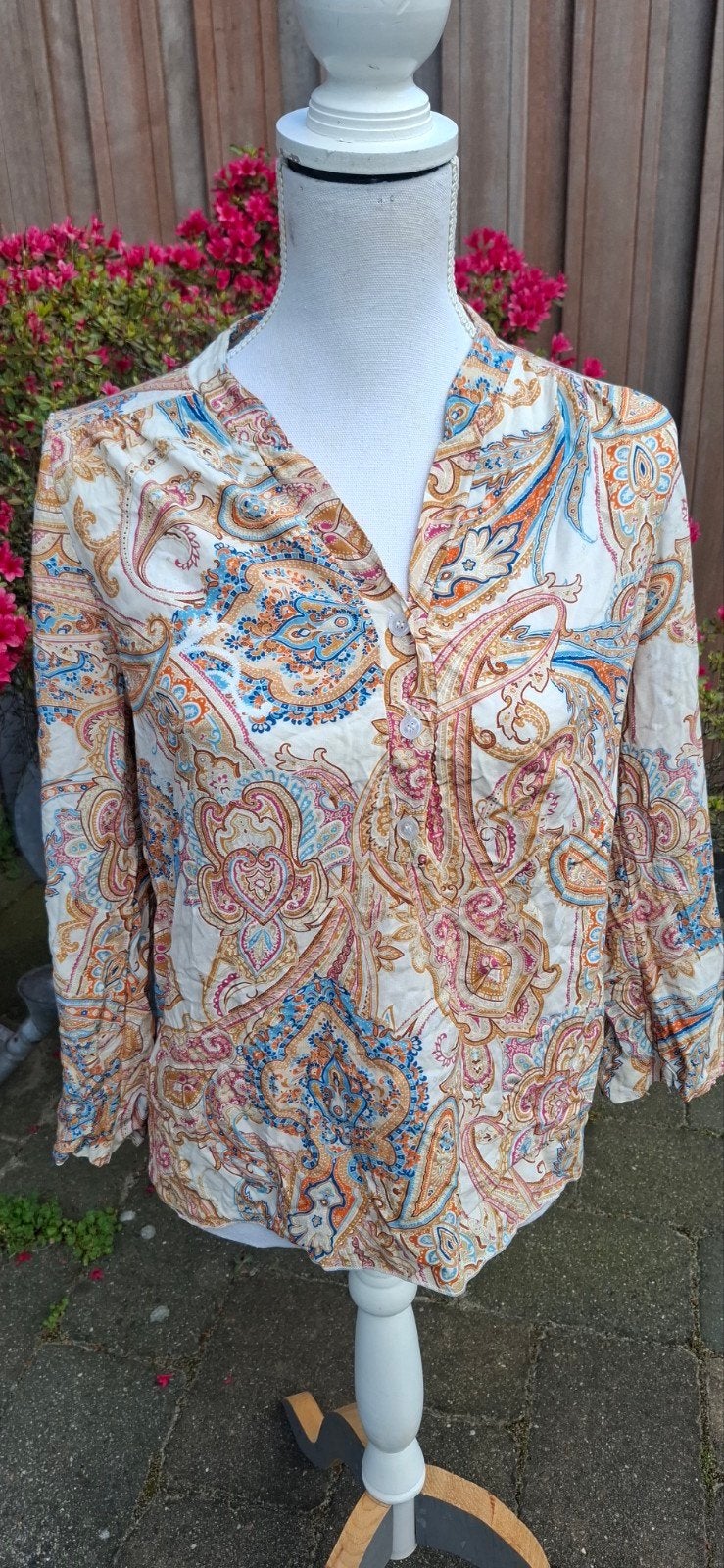 Blouse met barok print mt S, Onbekend, Ophalen of Verzenden, Gedragen, Maat 36 (S)
