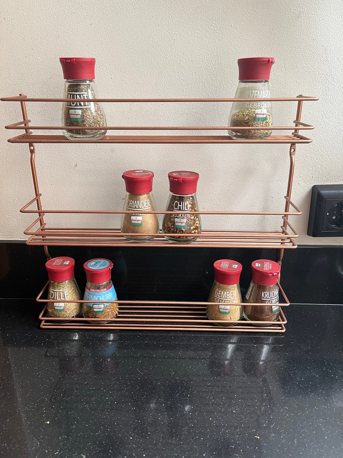 Rozegoud kruidenrek - 3 lagen, Huis en Inrichting, Keuken | Keukenbenodigdheden, Overige typen, Ophalen of Verzenden, Zo goed als nieuw
