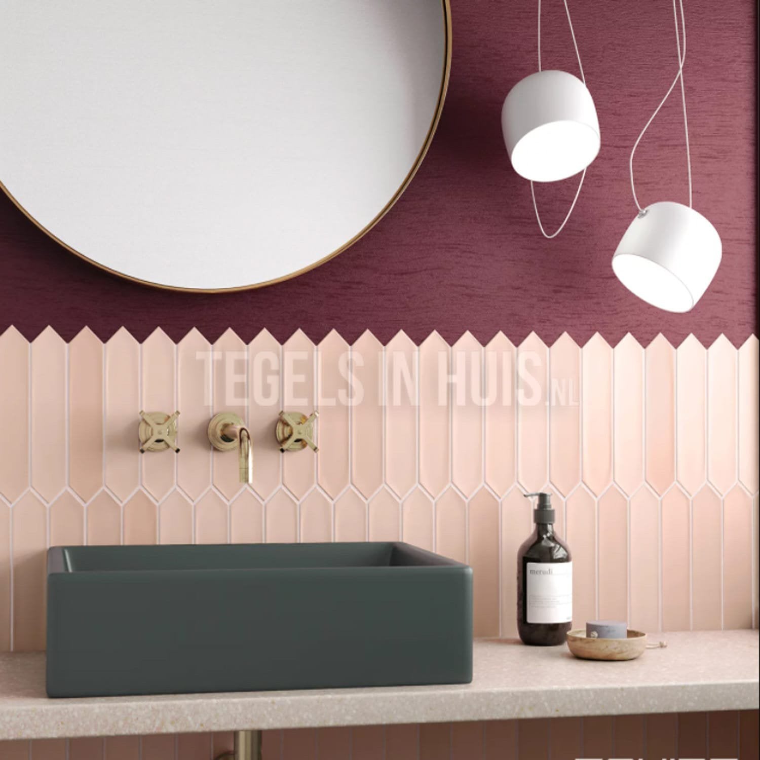 Wandtegel Hexagon Lanse Roze, Nieuw, 20 tot 40 cm, Minder dan 5 m², Wandtegels