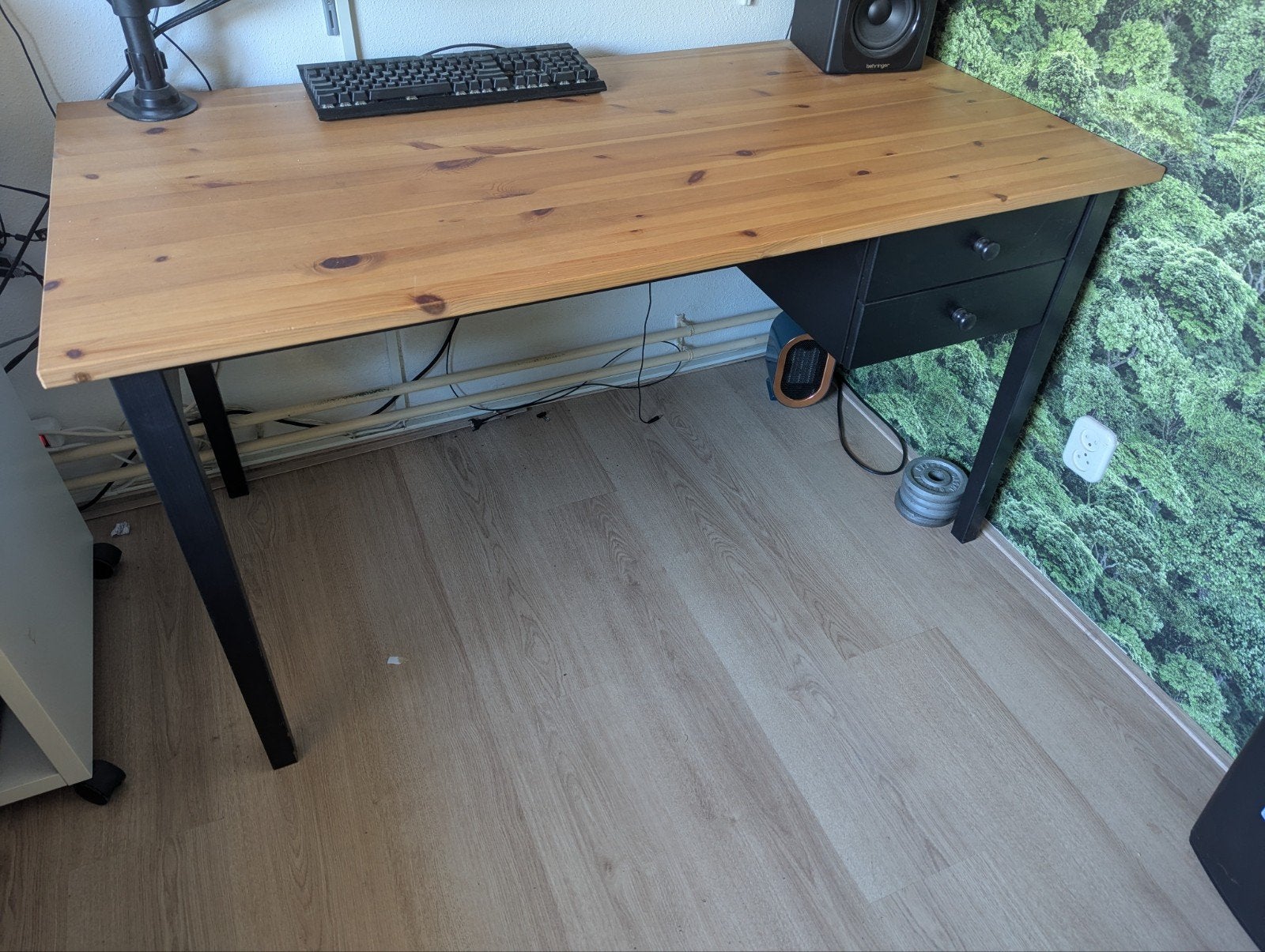 IKEA Hemnes Bureau - Hout met Zwarte Poten en Lades, Ophalen, Met lades, Gebruikt, Hout