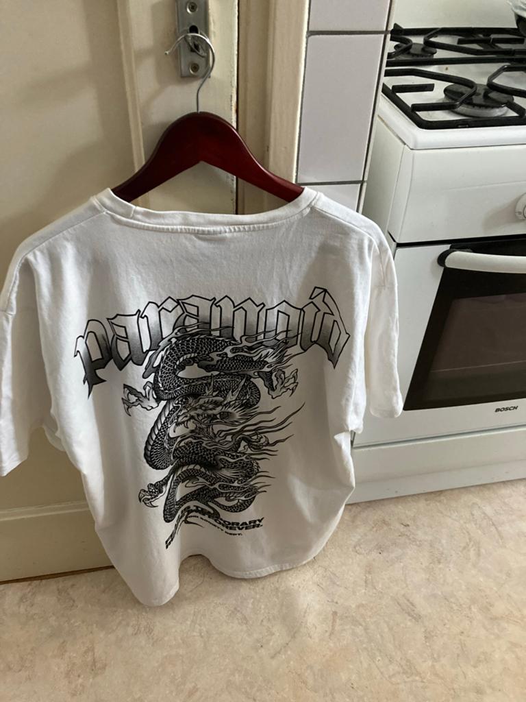 Wit T-shirt met drakenprint - Maat XXL, Verzenden, Zo goed als nieuw, Overige maten, Wit