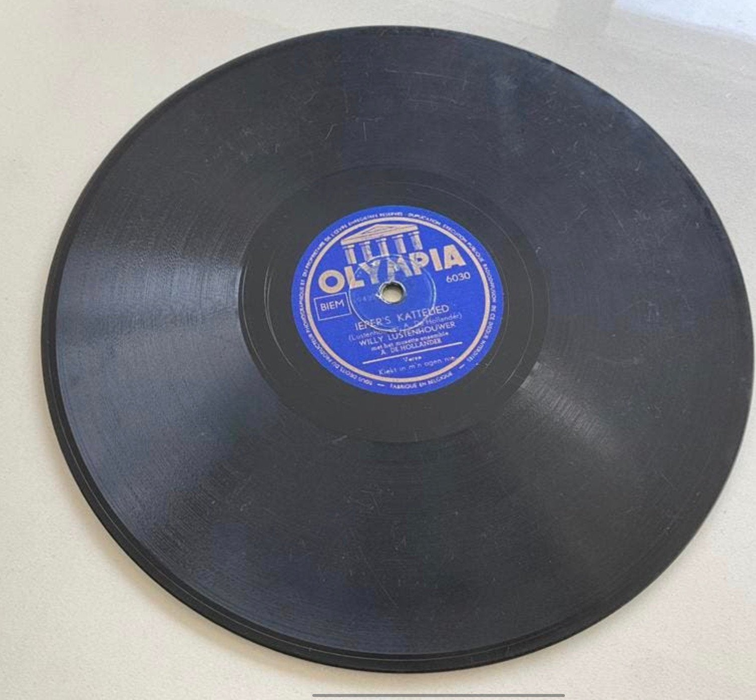 78 toeren bakeliet grammofoonplaat Willy Lustenhouwer, Cd's en Dvd's, Ophalen of Verzenden, 10 inch