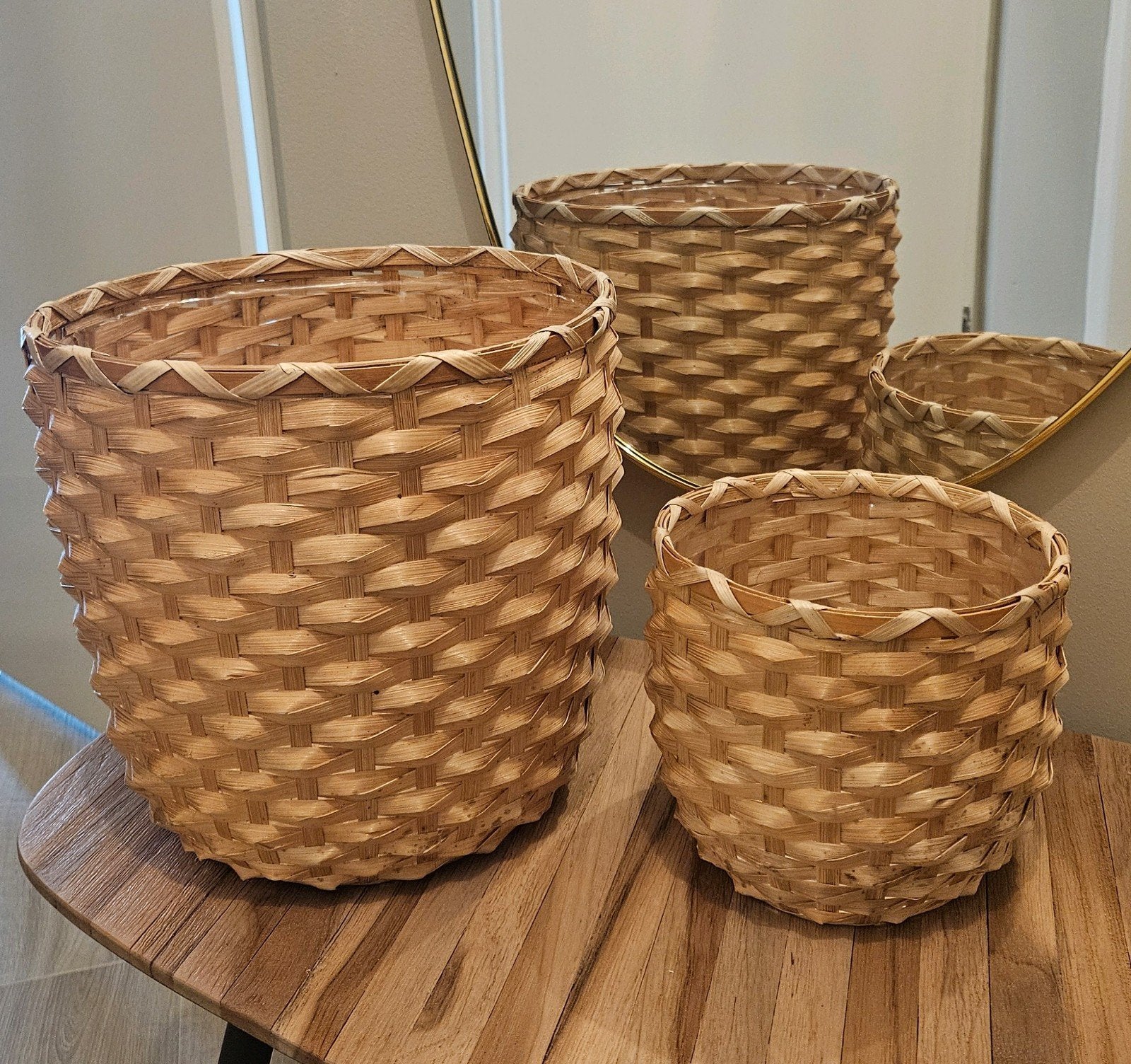 IKEA bloempotten, 2 formaten, riet/bamboe, Tuin en Terras, Bloempotten, Gebruikt, Overige materialen, Binnen, Minder dan 40 cm