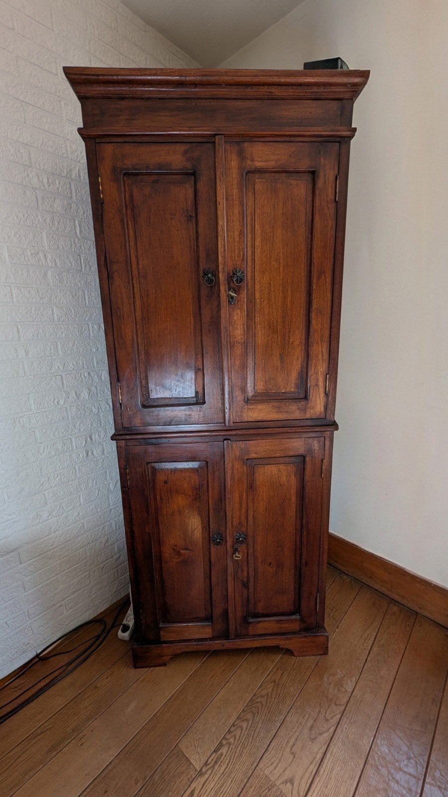 Teakhouten hoekkast, Ophalen, Gebruikt, 200 cm of meer, Koloniaal