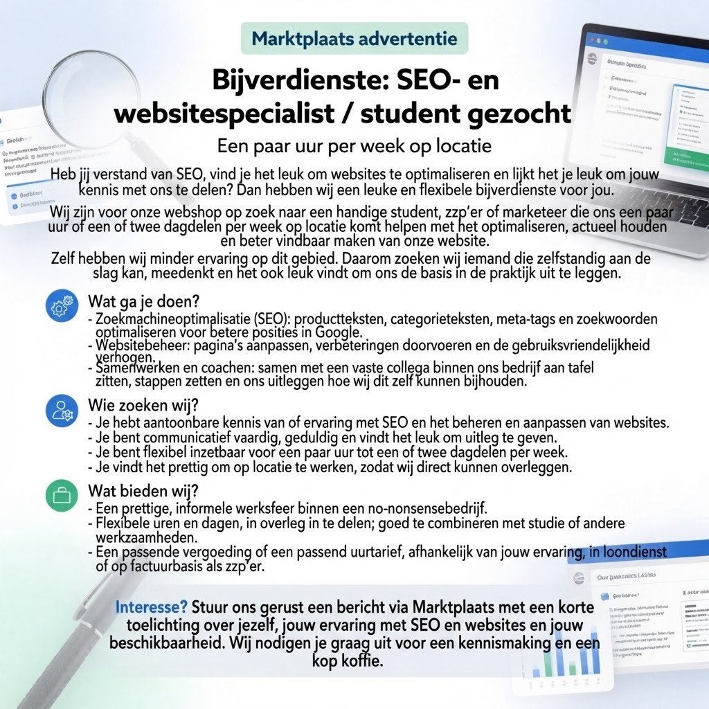 SEO & Website Specialist / Student gezocht, Zoekmachine-optimalisatie