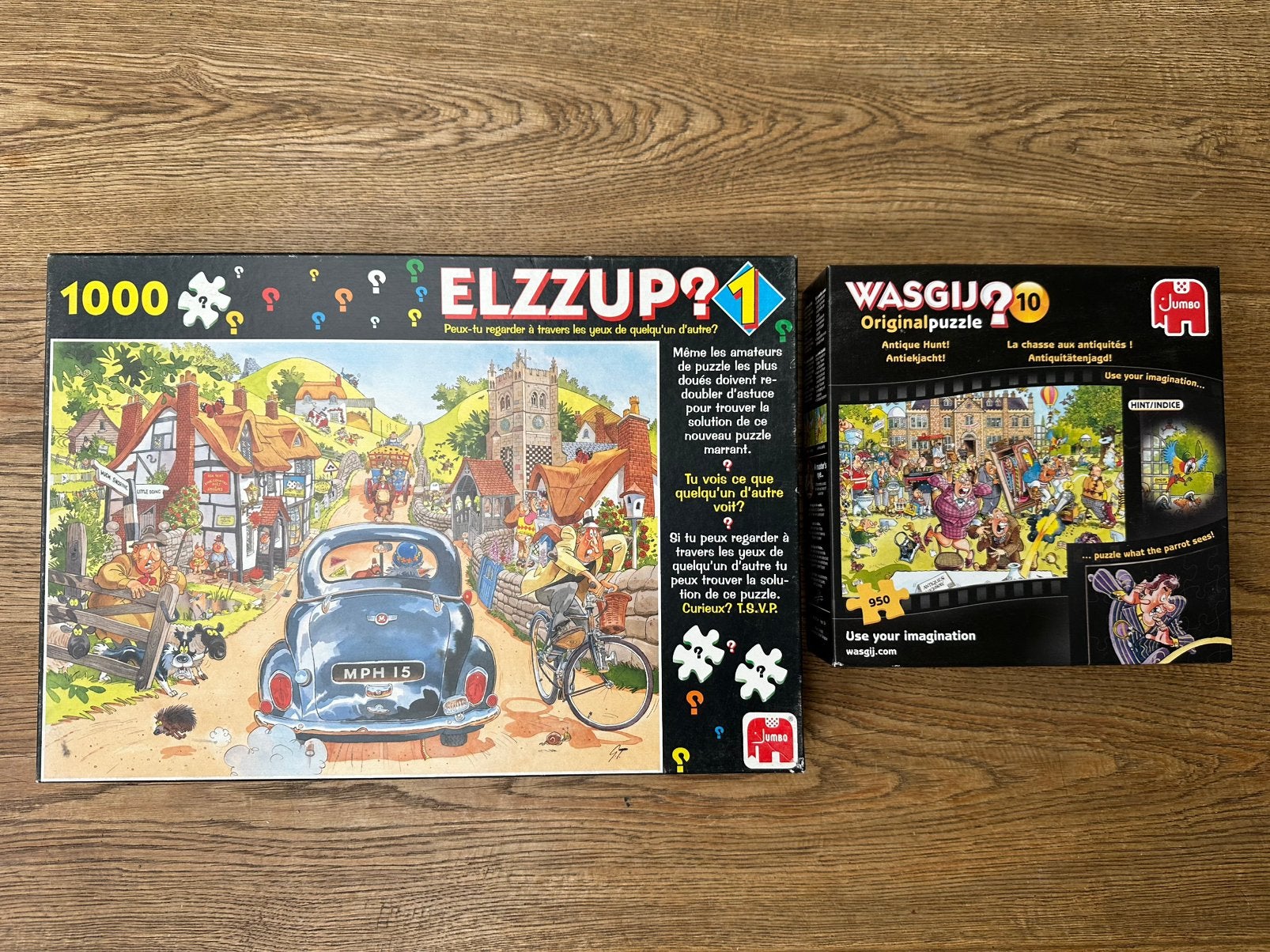 2x Wasgij puzzels compleet 950/1000 stukjes (in 1 koop), Ophalen, 500 t/m 1500 stukjes, Zo goed als nieuw, Legpuzzel