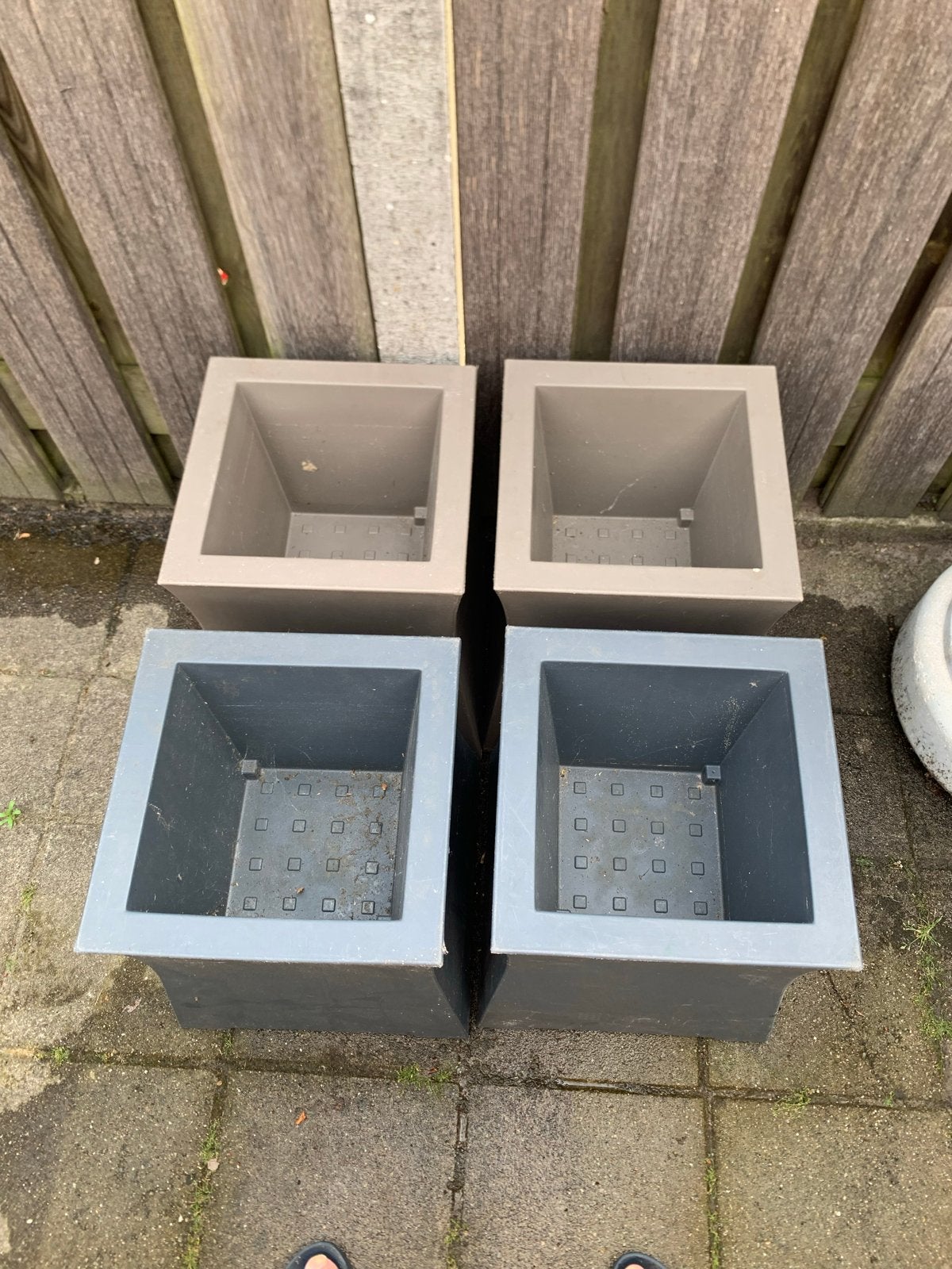 Set van 4 Haans kunststof bloembakken, Kunststof, Minder dan 60 cm, Vierkant, Ophalen of Verzenden