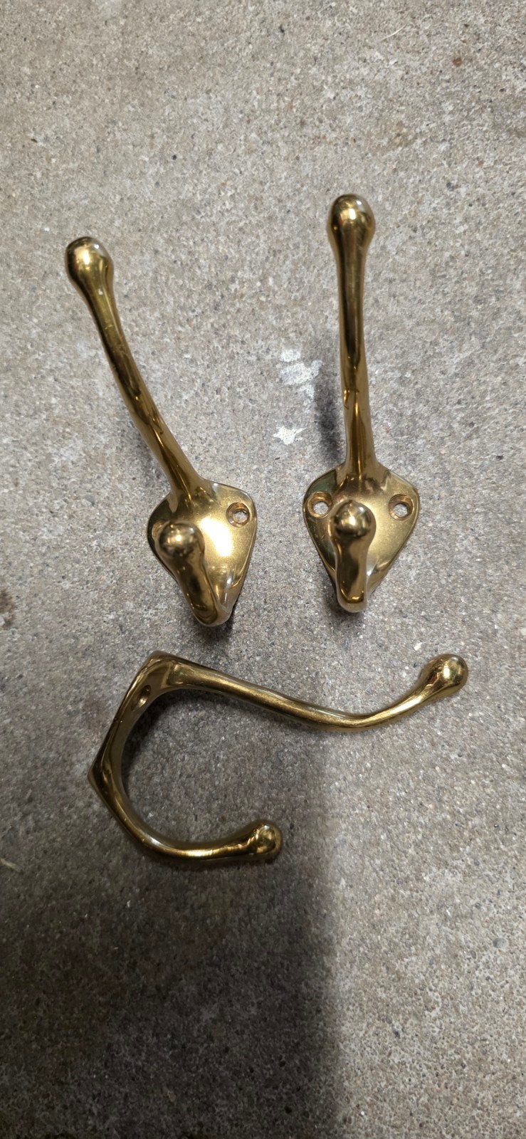 Messing wandhaken - Set van 3, Gebruikt, Wandhaken, Ophalen of Verzenden, Minder dan 100 cm