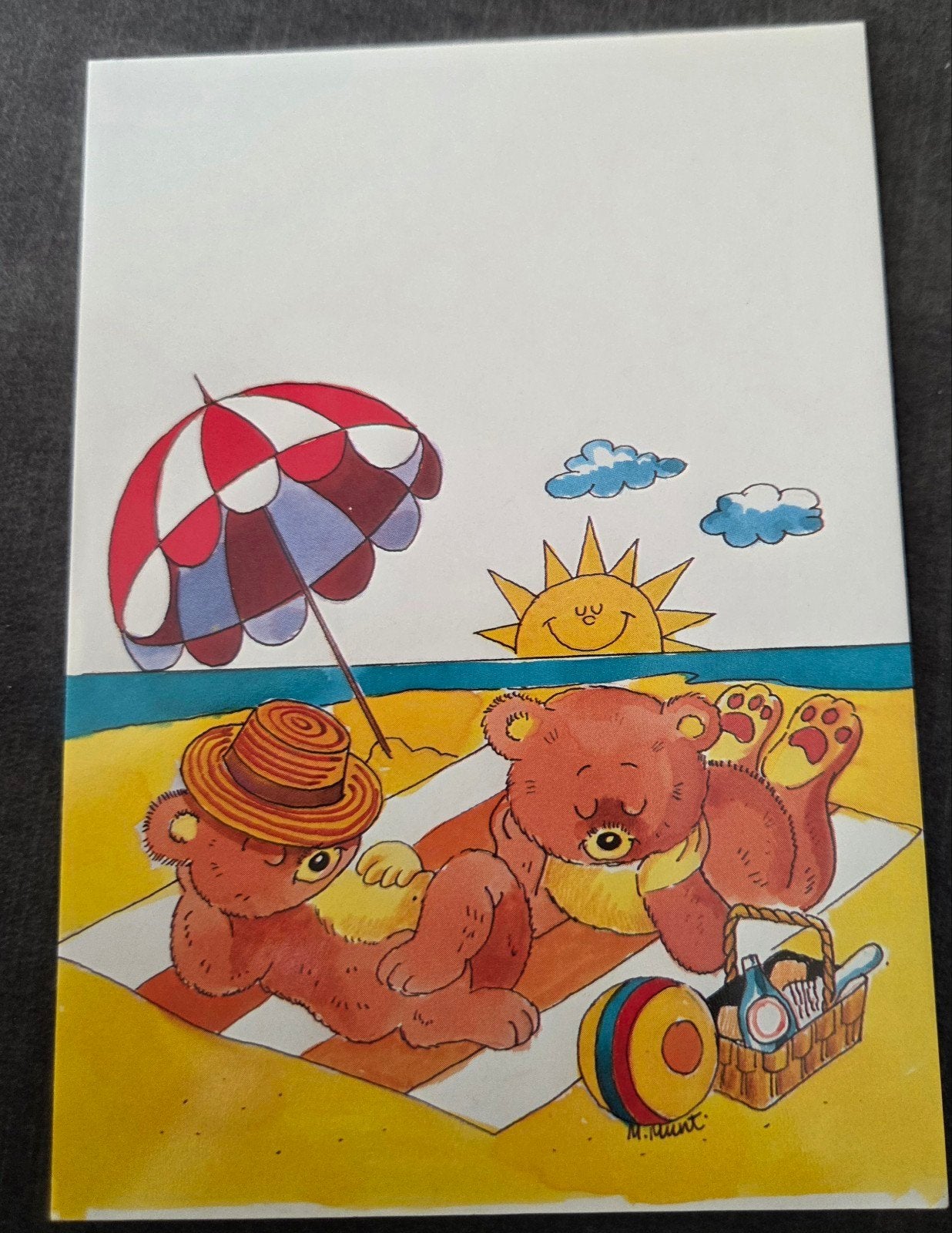 Ansichtkaart met twee beertjes op het strand - De Stulp, Verzamelen, Verzenden, 1980 tot heden, Ongelopen, Kinderen
