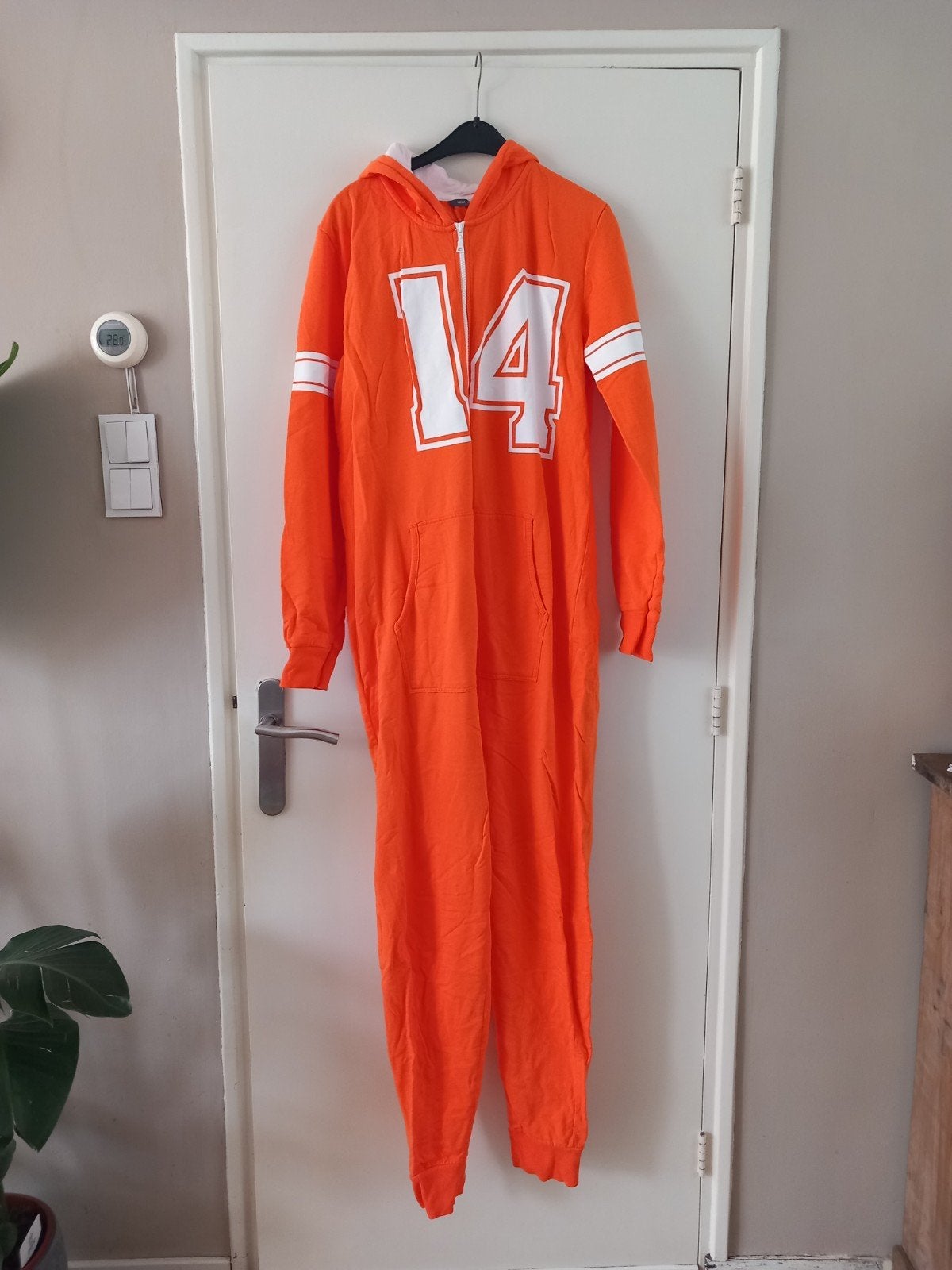 Hema Oranje Onesie Maat XL met Nummer 14, Maat 46/48 (XL) of groter, Oranje, Ophalen of Verzenden, Gedragen