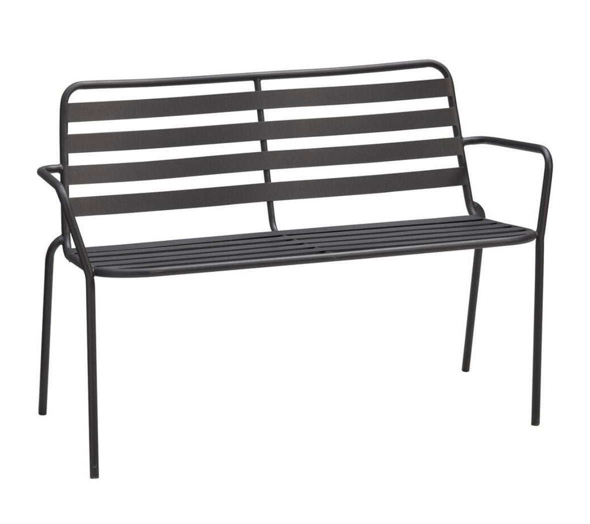 Twee metalen tuinbanken Napels met kussens (117x80 cm), Ophalen, Zo goed als nieuw, Metaal