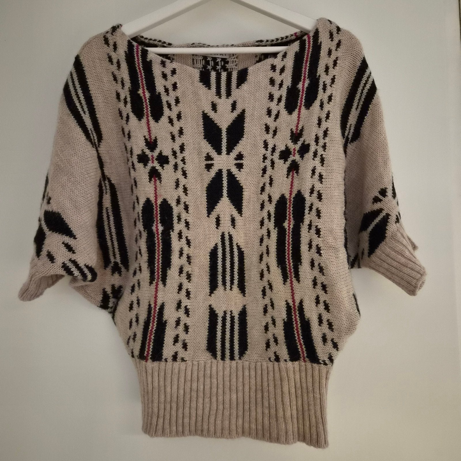 Kookai wollen trui met vleermuismouwen en patroon, Beige, Kookai, Ophalen of Verzenden, Zo goed als nieuw