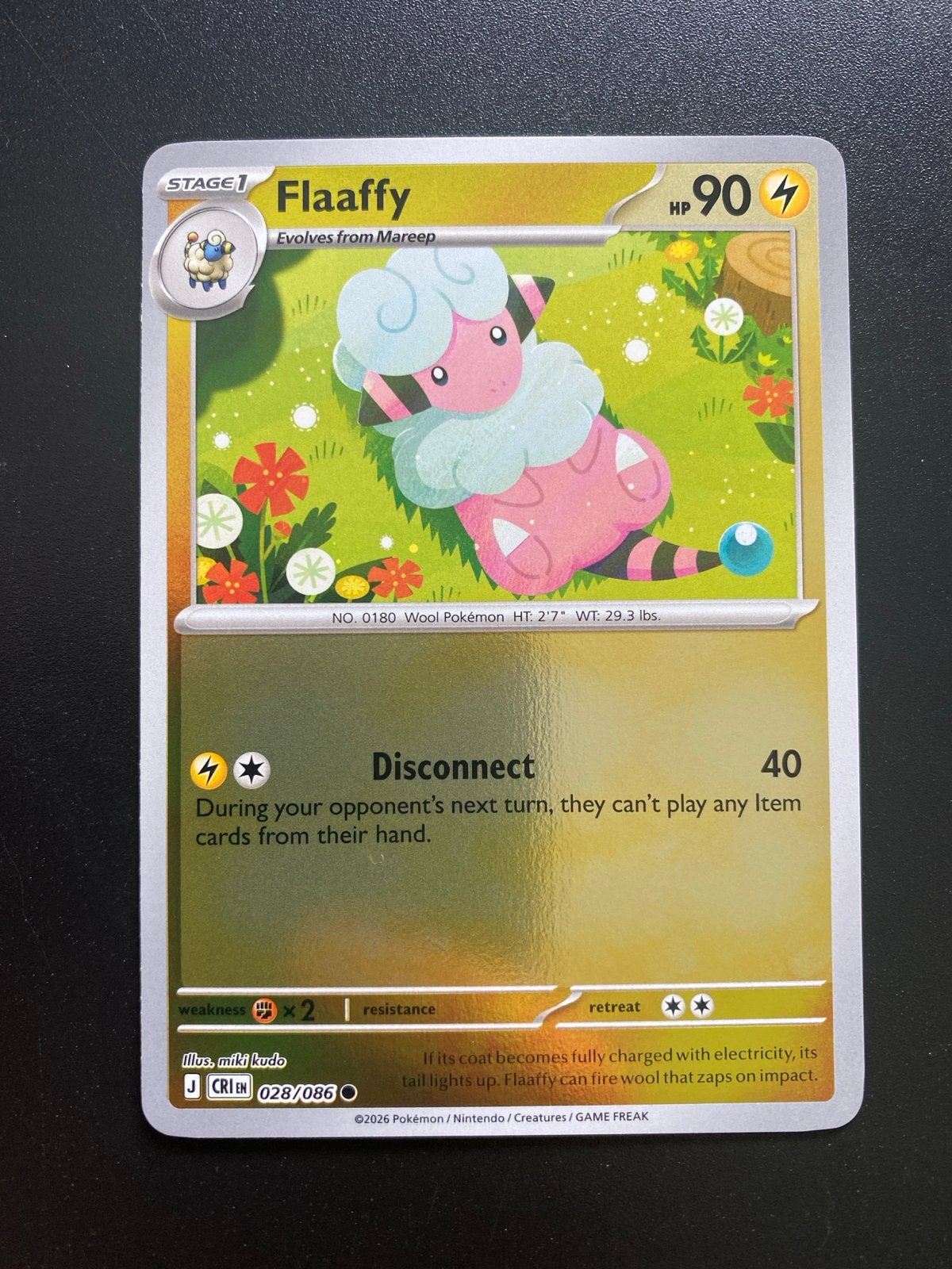 Flaaffy 028/086 Rev. Holo Pokémon Chaos Rising Packfresh, Ophalen of Verzenden, Zo goed als nieuw, Losse kaart, Foil