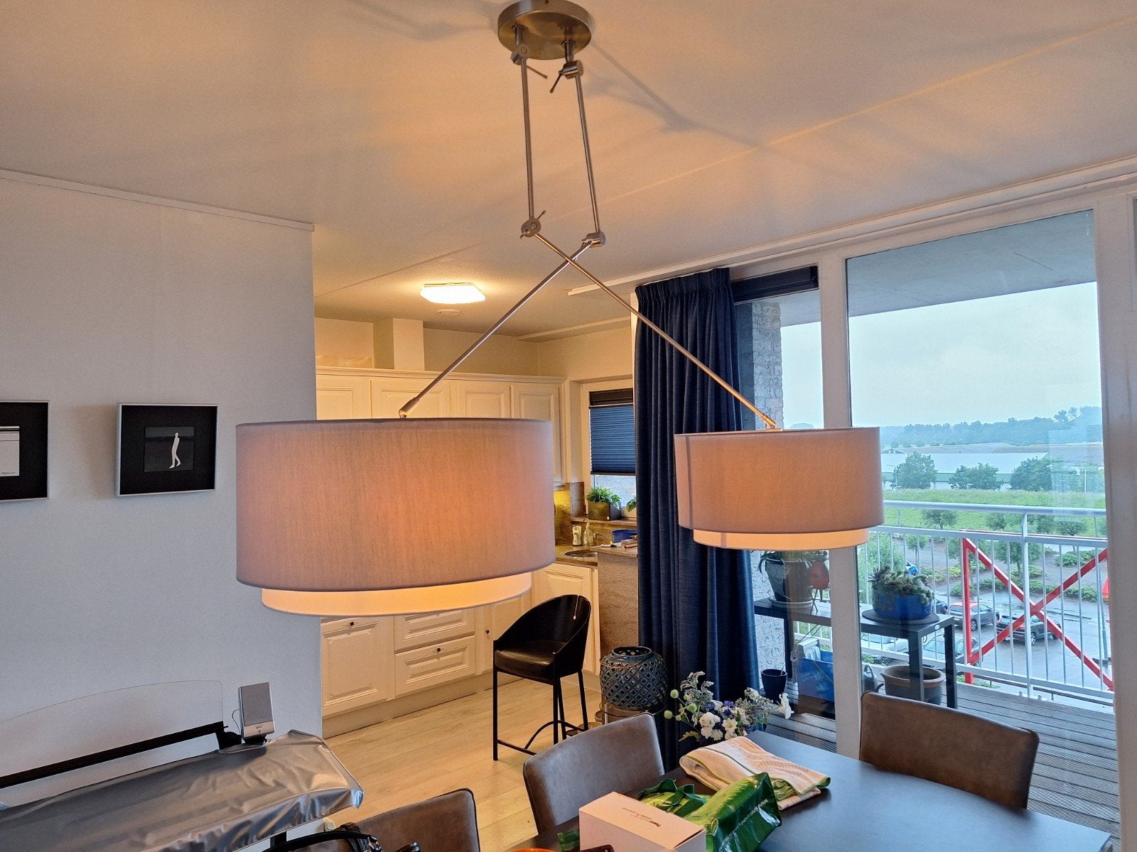 Design hanglamp met twee kappen - Firma Rietveld Sliedrecht, Ophalen, Gebruikt, Metaal, Modern design