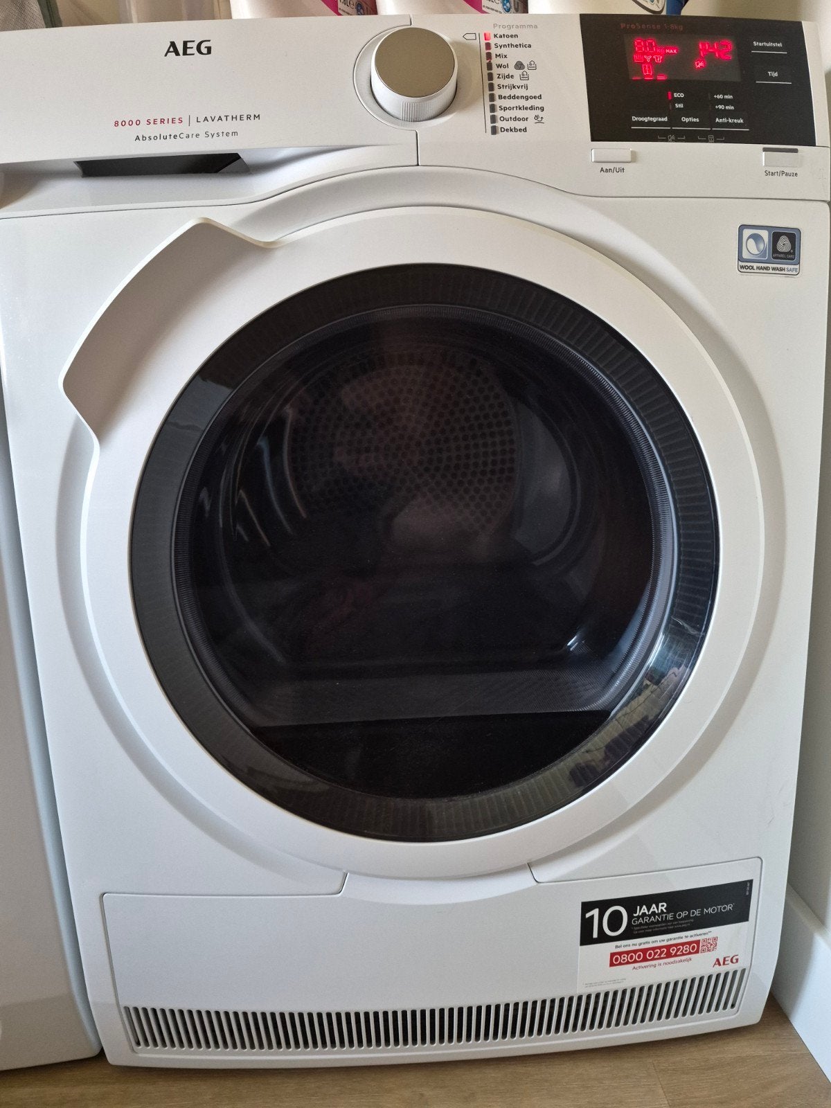 AEG wasdroger 8000 series Lavatherm, Ophalen, Gebruikt, 10 kg of meer, Anti-kreukfase