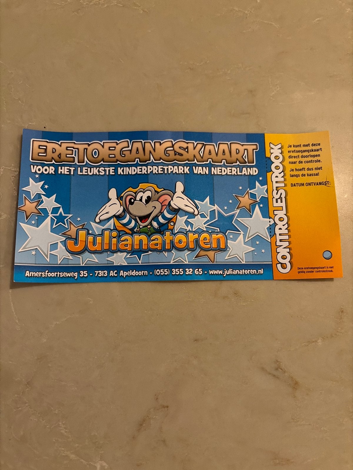 Julianatoren eretoegangskaart, Tickets en Kaartjes, Eén persoon, Ticket of Toegangskaart