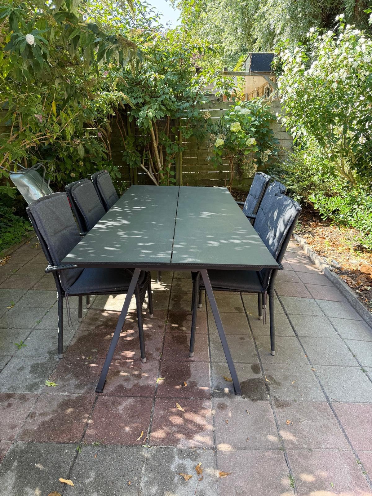 Tuinset met 6 stoelen en grote tafel, Ophalen, Kunststof, Eettafel, 6 zitplaatsen