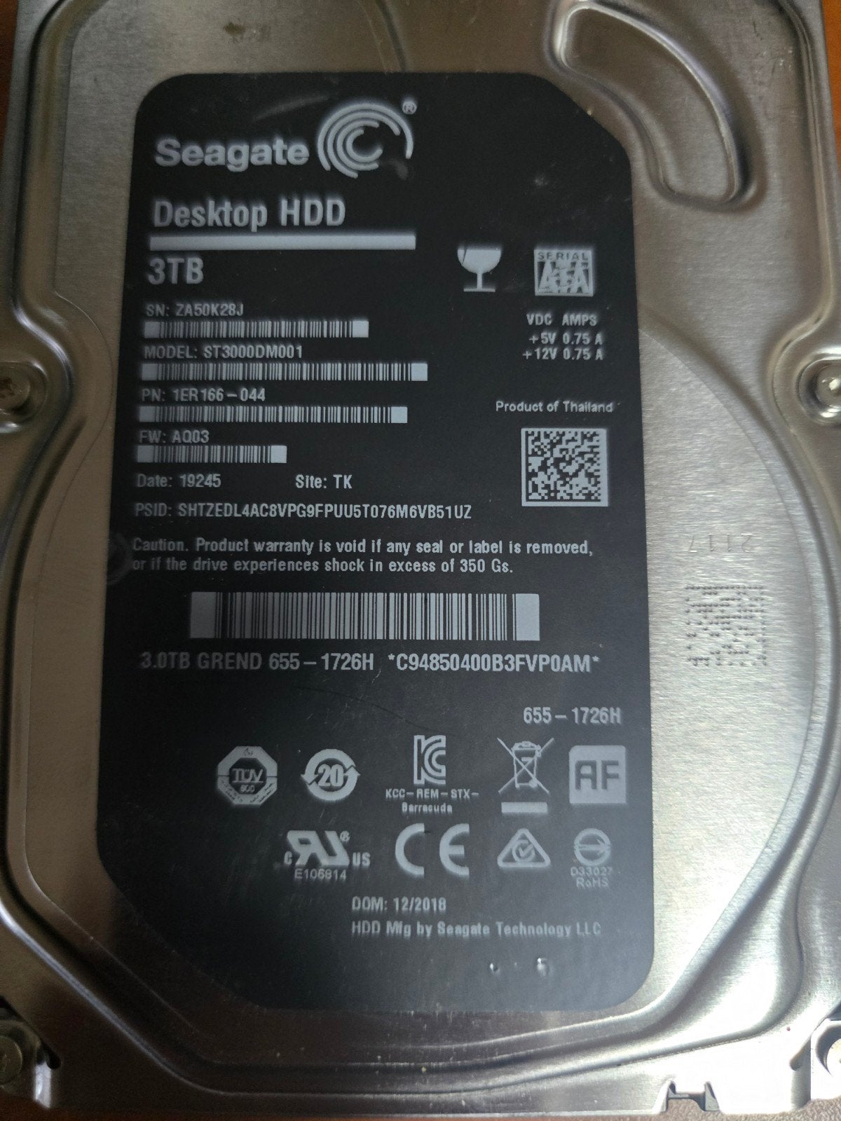Seagate Desktop HDD 3TB SATA Harde Schijf, Intern, Gebruikt, Server, Ophalen of Verzenden