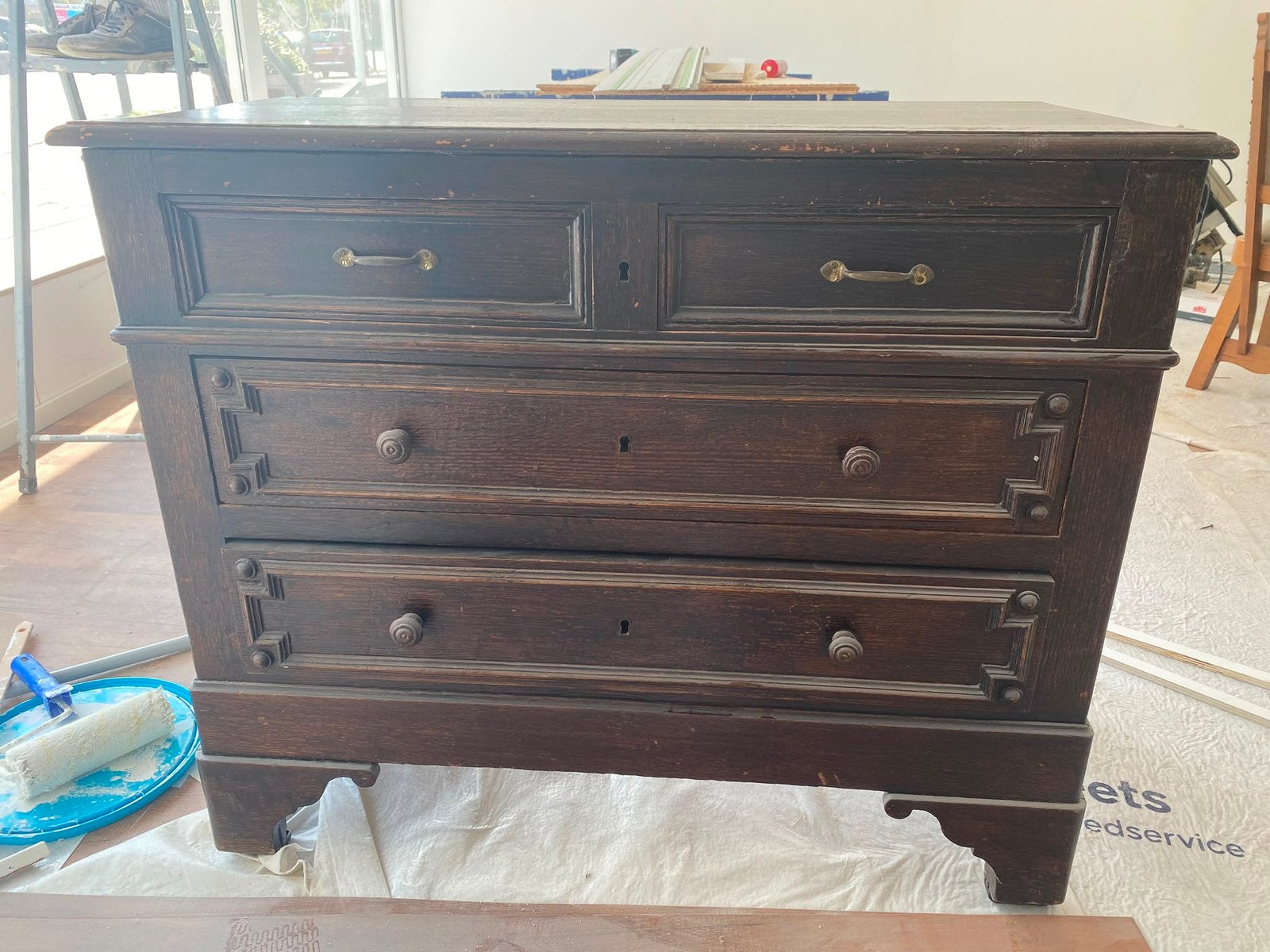 Antieke Commode, Ophalen, 100 tot 150 cm, Zo goed als nieuw, 3 of 4 laden