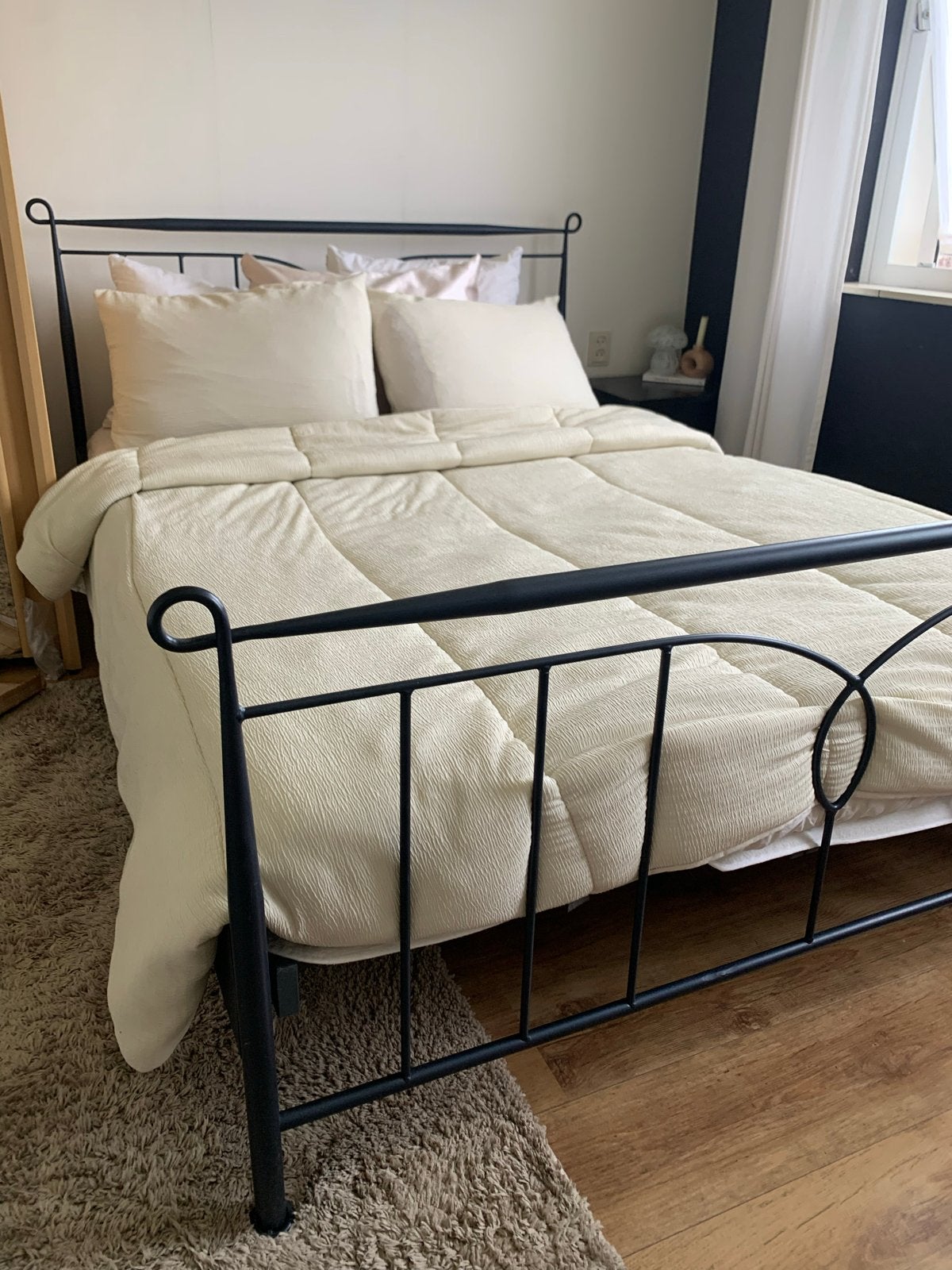Tweepersoonsbed 140x200cm met lattenbodem en matras, Ophalen, Zwart, Tweepersoons, 140 cm