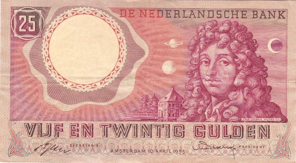 25 GULDEN  CHRISTIAAN  HUYGENS   1955, Ophalen of Verzenden, 25 gulden