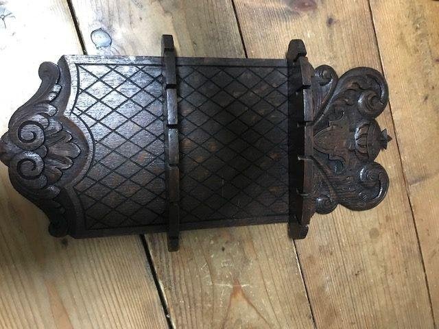 Brocante houtsnijwerk lepelrek lepelrekje, Antiek en Kunst, Ophalen of Verzenden