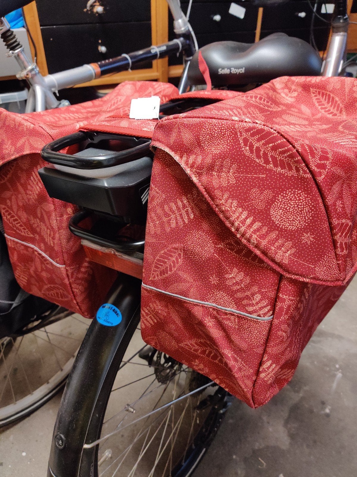 Newlooxs Dubbele Fietstas - Rood met Bladprint, Ophalen of Verzenden, Nieuw, Newloox