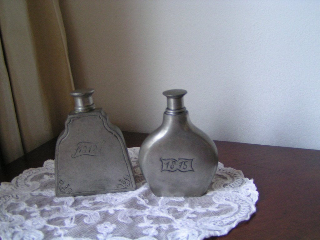 2 Prachtige Oude Tinnen Parfumflesjes, Antiek en Kunst, Antiek | Tin, Ophalen of Verzenden