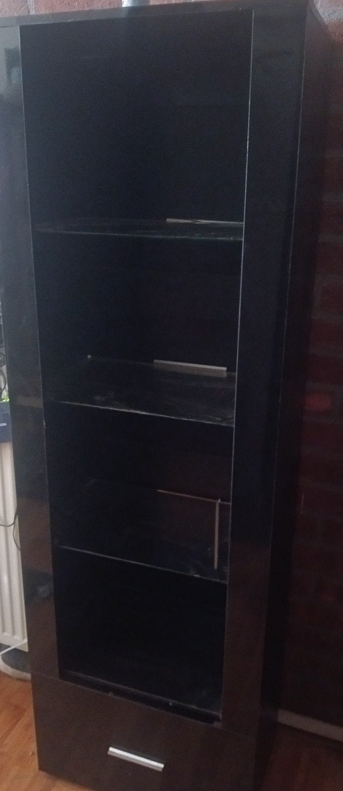 vitrine 3 glasplaten en lade, Huis en Inrichting, Woonaccessoires | Cd- en Dvd-rekken, Ophalen, Zo goed als nieuw, Hout, Cd's