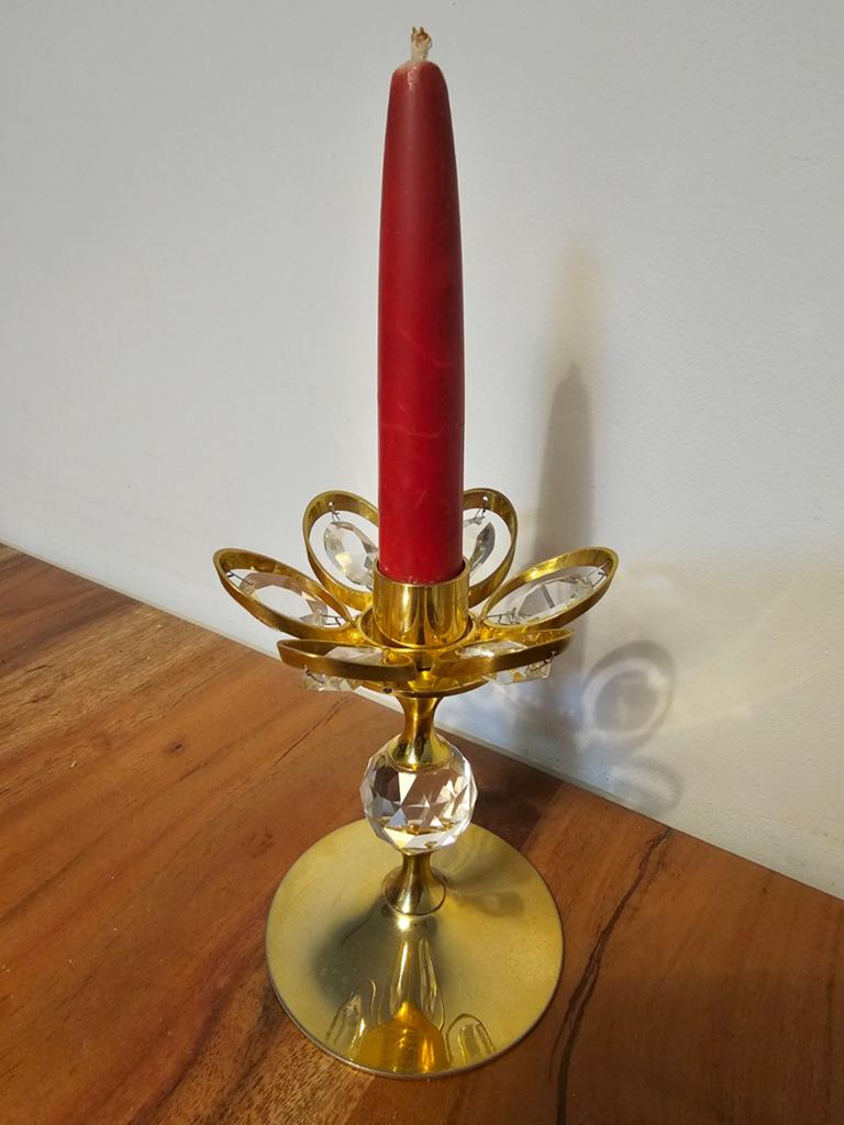 Gold plated kaarsen kandelaar, vintage, Lovsjo, Antiek en Kunst, Ophalen of Verzenden