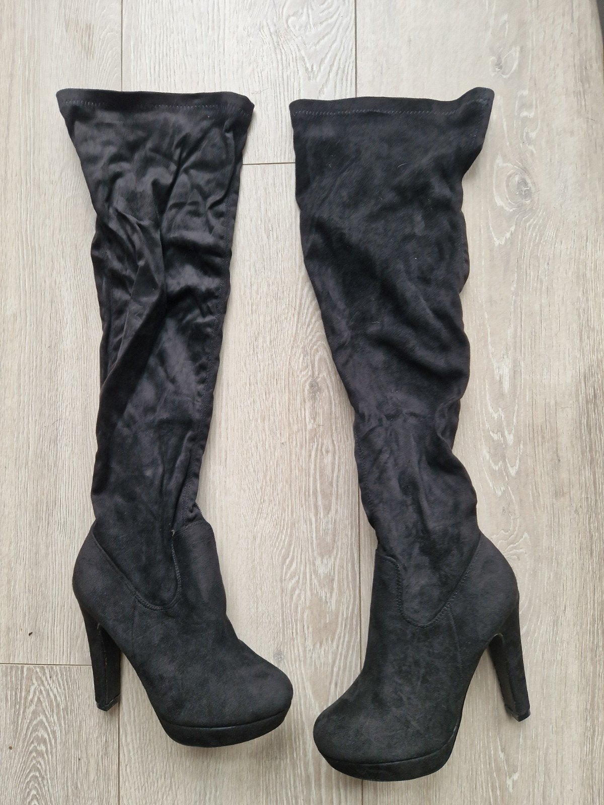 Stoffen overknee laarzen, Kleding | Dames, Ophalen of Verzenden, Nieuw, Zwart, Hoge laarzen