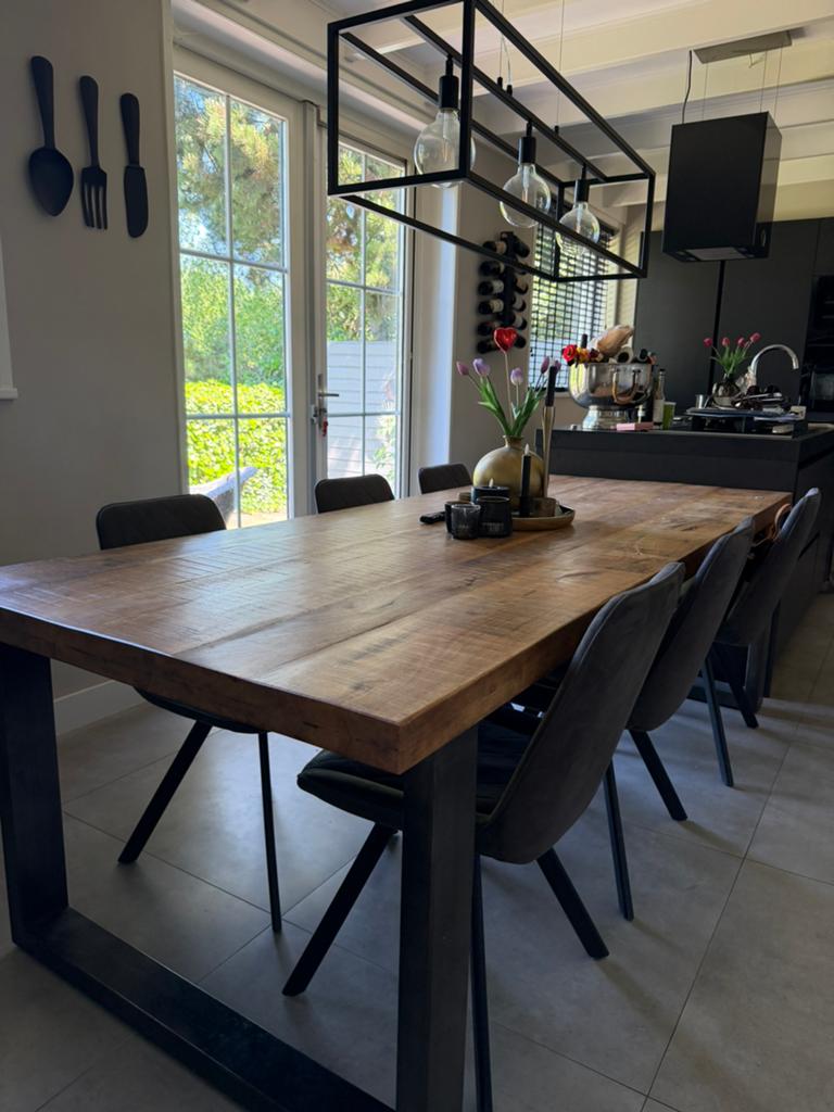 Set van 8 eetkamer stoelem antraciet, Gebruikt, Ophalen of Verzenden, Vijf, Zes of meer stoelen, Stof