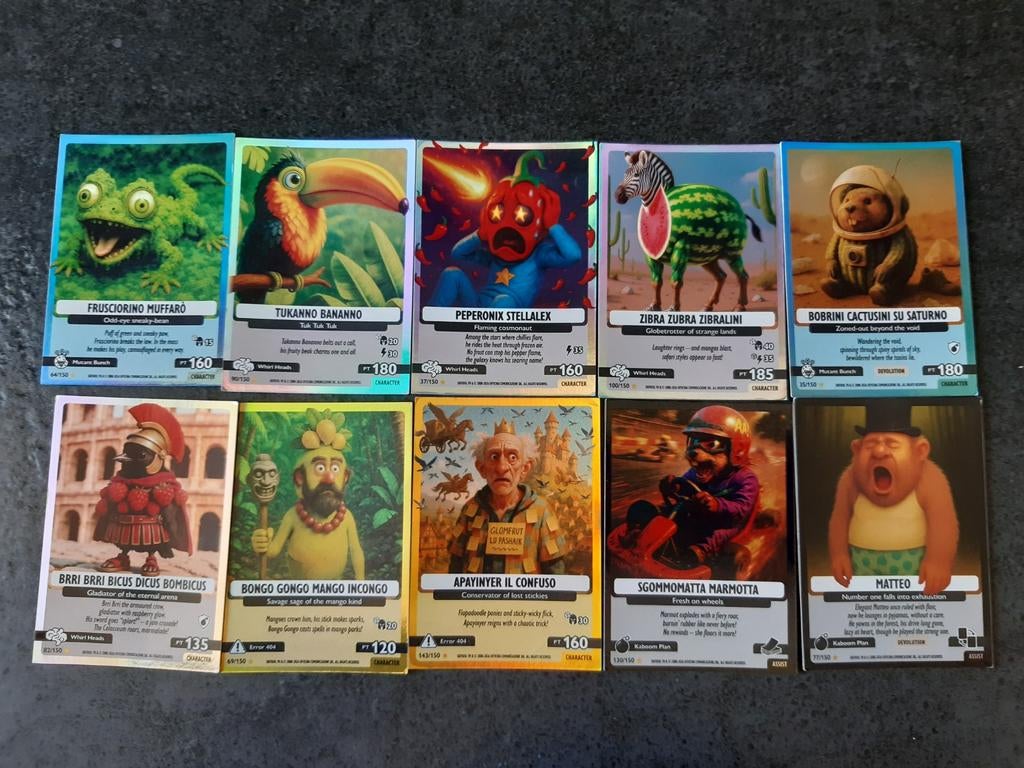 The Italian Brainrot TCG - 10 unieke kaarten, Ophalen, Nieuw, Meerdere kaarten, Foil