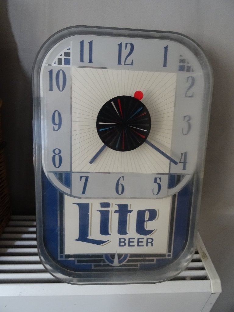 Oude bierklok reclame Lite Beer, Verzamelen, Ophalen, Gebruikt, Reclamebord, Plaat of Schild, Overige merken