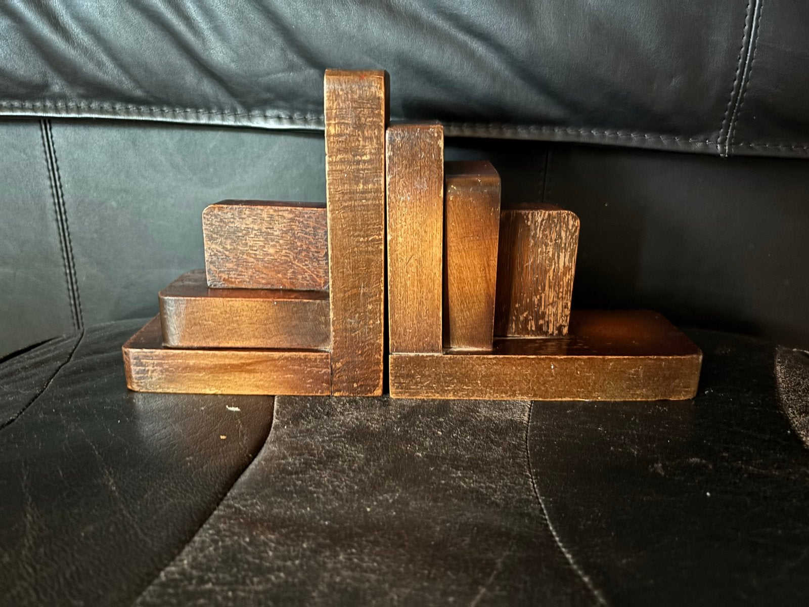 Vintage houten boekensteunen - Art Deco stijl, Ophalen of Verzenden