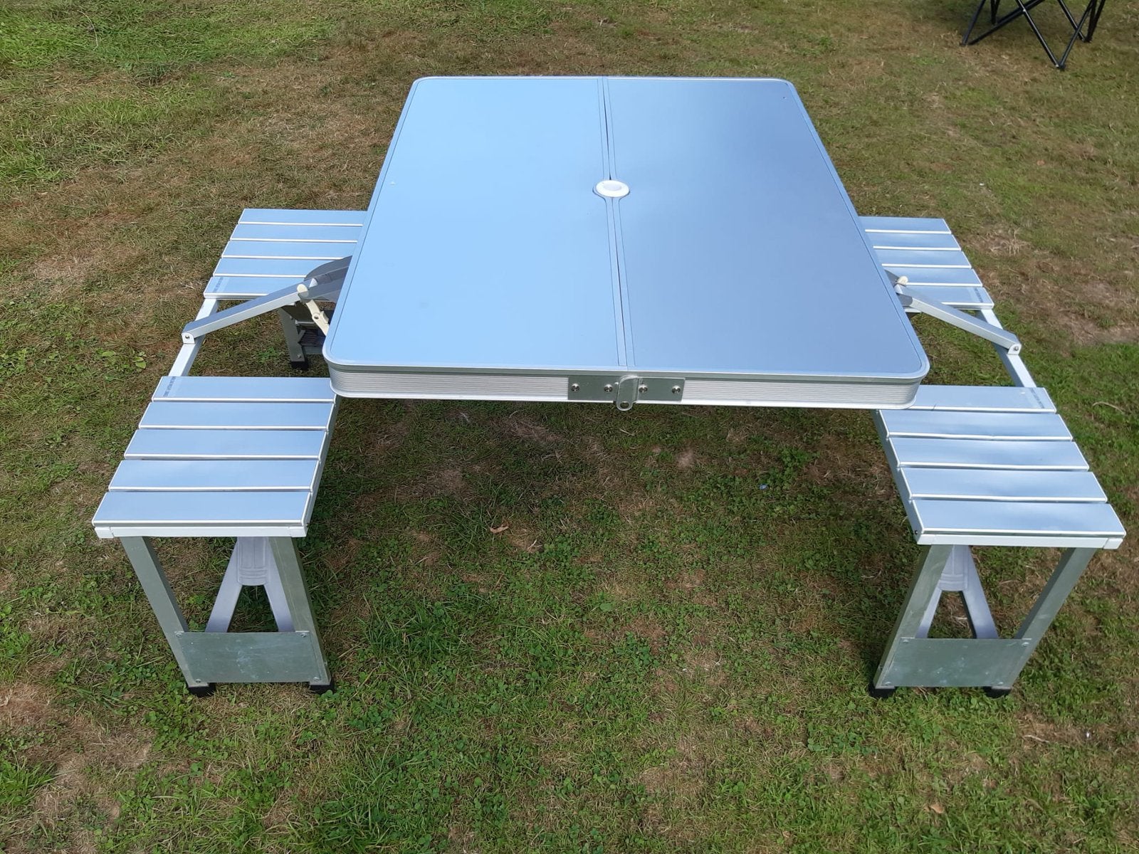 Camping picknick tafel aluminium, Tuin en Terras, Picknicktafels, Ophalen, Gebruikt, Aluminium, Inklapbaar