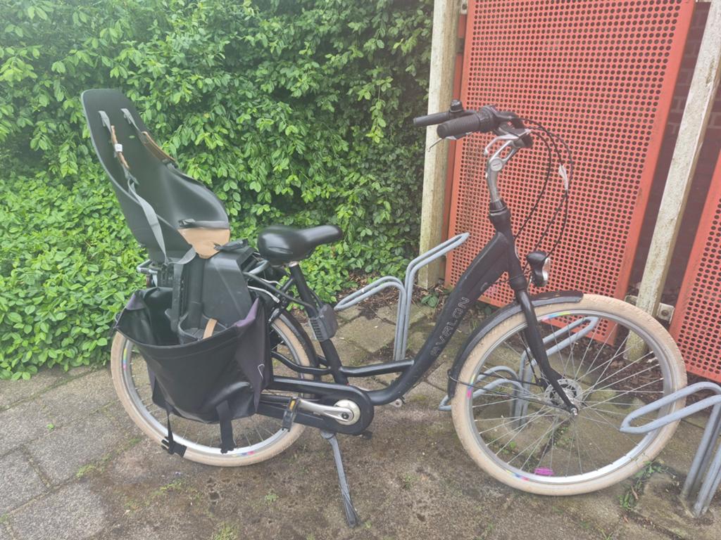 Stevige mamafiets met kinderzitje en fietstassen, Velgrem, 50 tot 53 cm, Ophalen, Overige merken