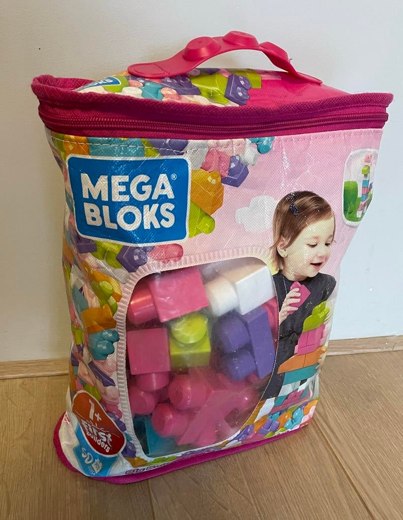 MEGA Bloks First Builders blokkenzak - 60 stuks - roze, Ophalen of Verzenden, Gebruikt, Megabloks