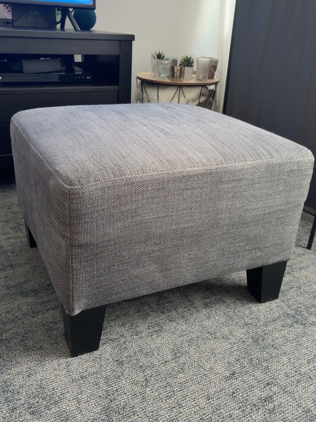 IKEA Ekenäs voetenbank/poef Hensta grijs 53x53x40 cm, Ophalen, Gebruikt, Vierkant, Stof