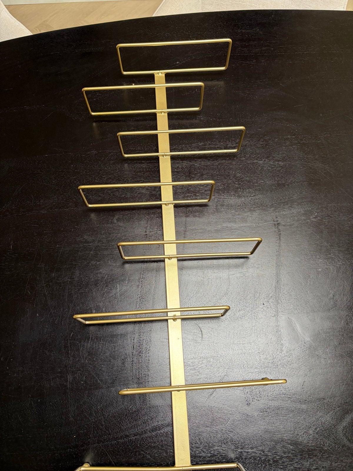 Gouden flessenrek voor aan de muur, Huis en Inrichting, Ophalen, Gebruikt, 5 tot 15 flessen, 75 – 100