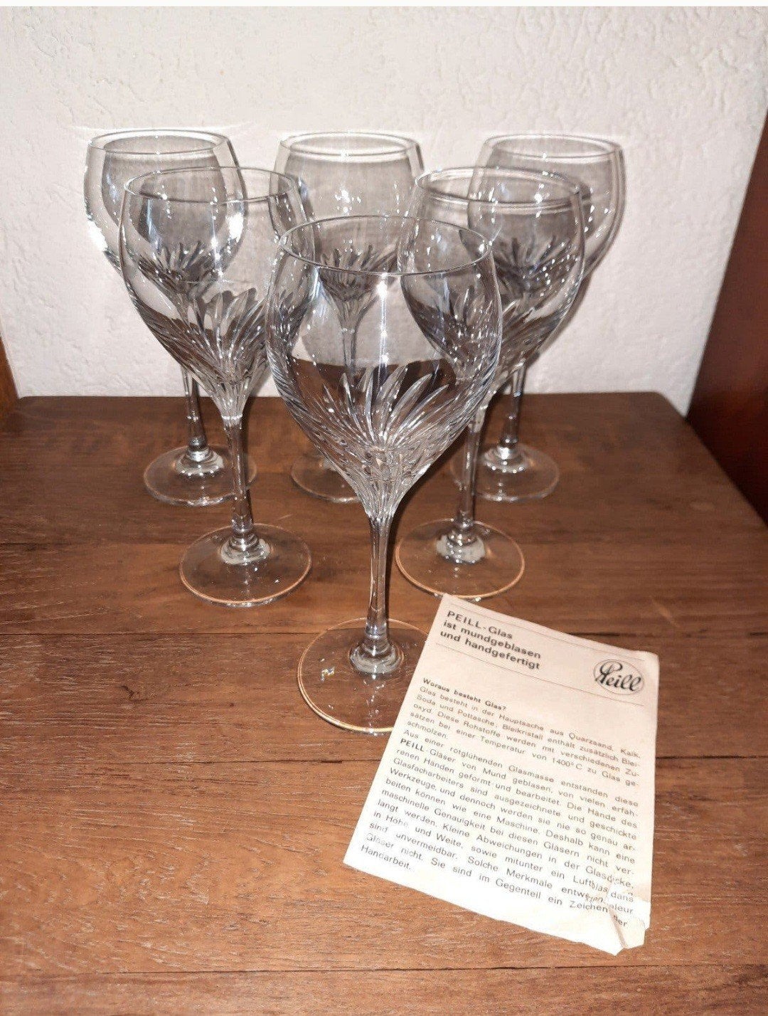 Set van 6 mondgeblazen PEILL kristallen wijnglazen, Ophalen of Verzenden