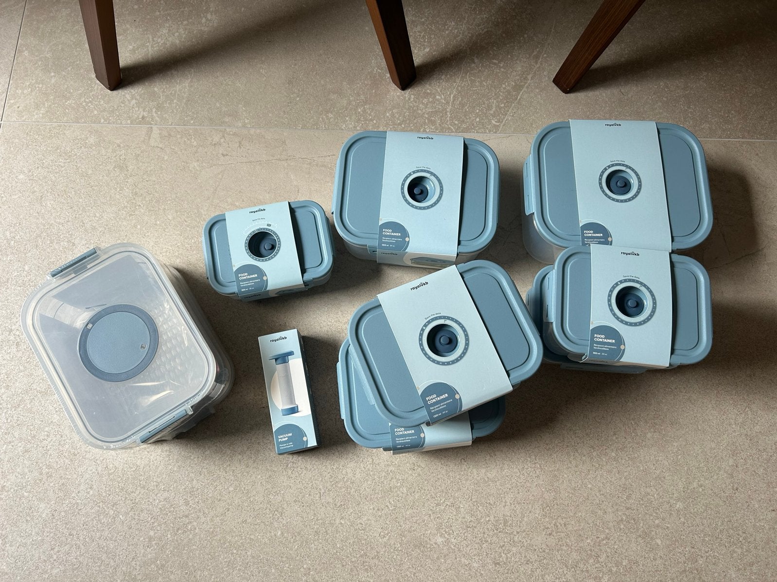 Complete set RoyalVKB Vacuüm Vershouddozen incl. Vacuümpomp, Blauw, Kunststof, Nieuw, Ophalen of Verzenden