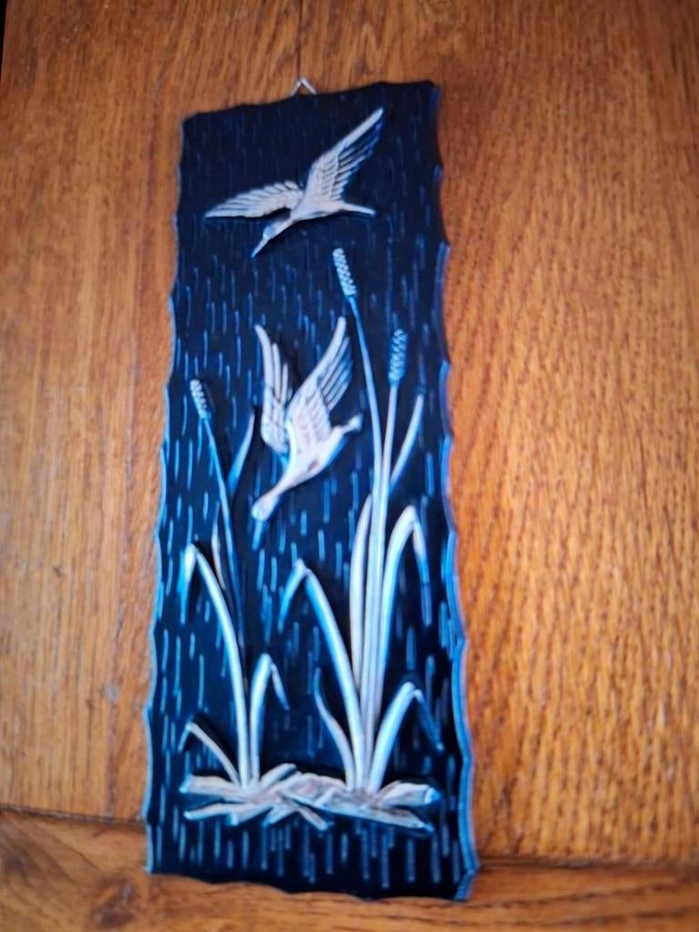 Vintage wanddecoratie met vliegende eenden en riet, Ophalen of Verzenden