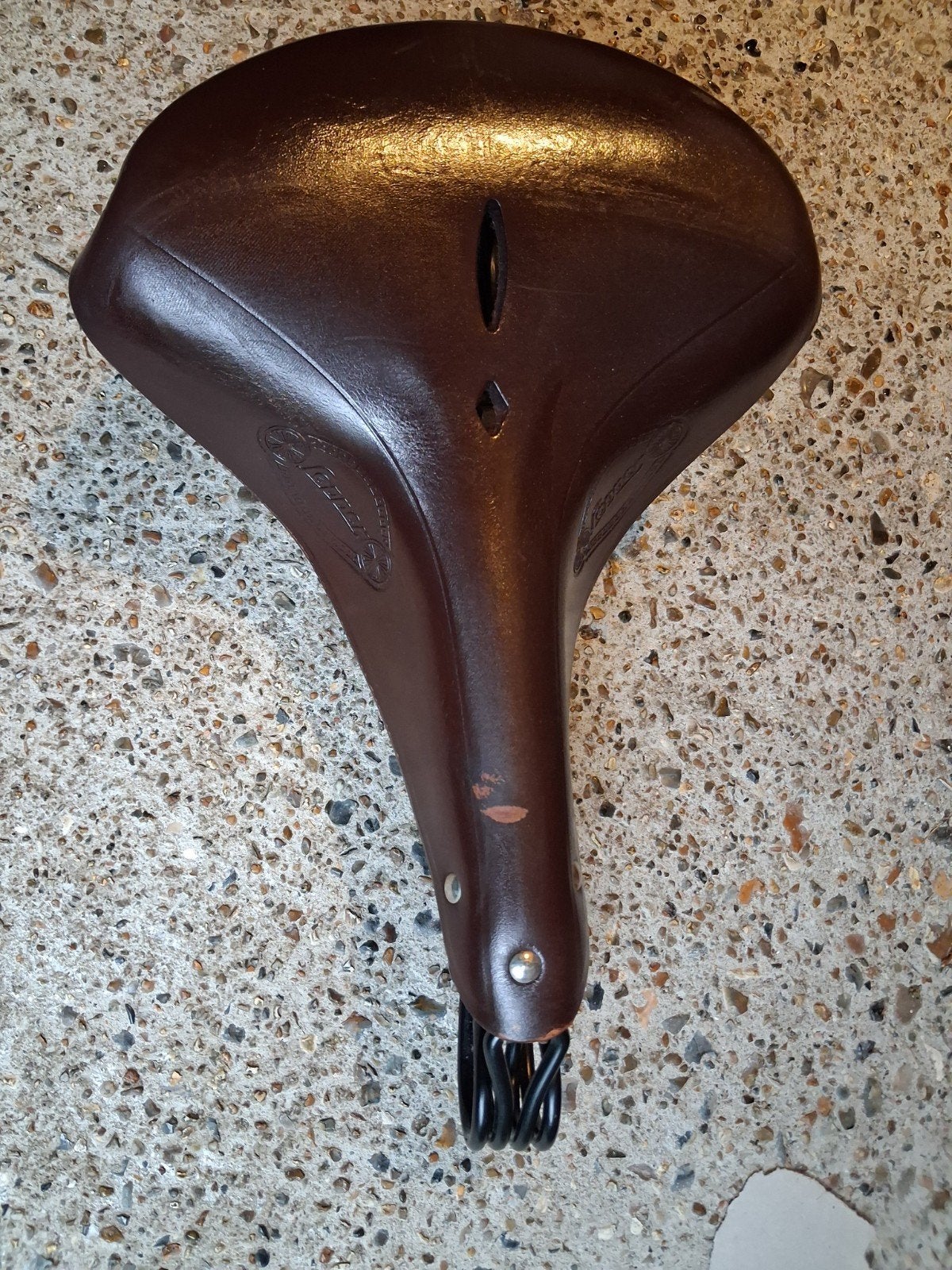 Lepper zadel - Bruin leren fietszadel met vering, Fietsen en Brommers, Gebruikt, Leer, Stadsfiets, Lepper