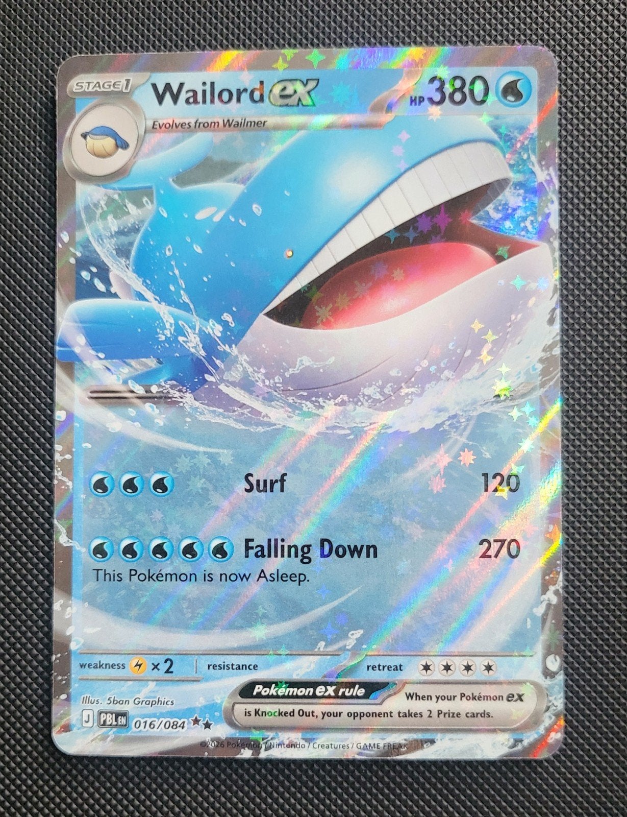 Wailord ex (PBL 016/084)  Pitch Black, Ophalen, Nieuw, Losse kaart, Foil