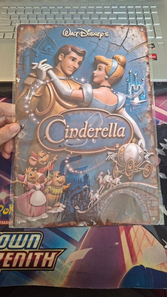 Disney Cinderella Wandbord - Aluminium - 20x30 cm, Metaal, Meerkleurig, Nieuw, Ophalen of Verzenden