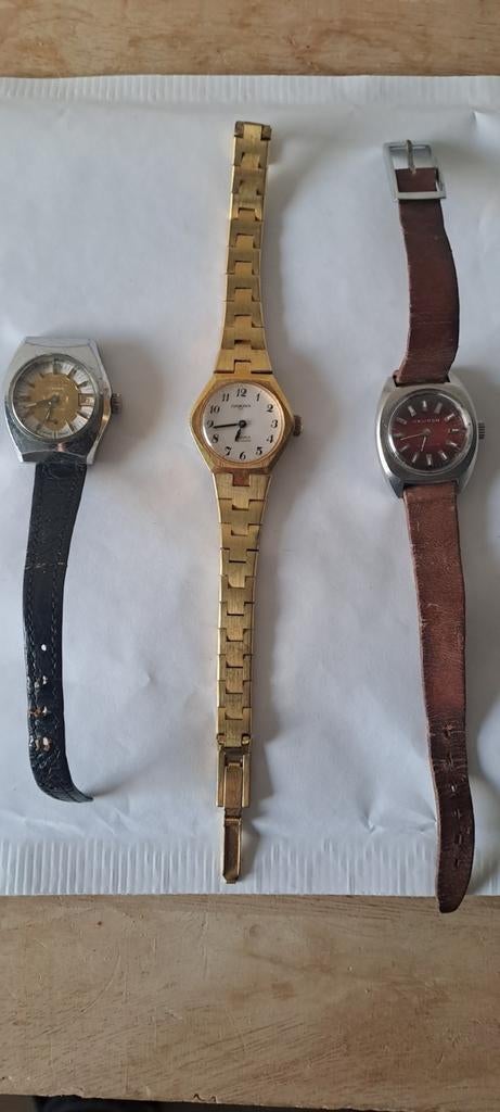 3 Dames vintage  horloges ,opwindbare modellen, Ophalen of Verzenden, Gebruikt, Staal, Overige merken