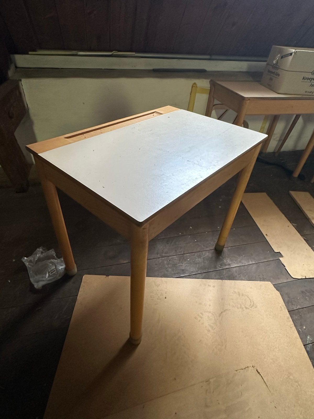 Vintage Schooltafeltje met Opbergruimte - Hout, Ophalen, Minder dan 50 cm, Gebruikt, Minder dan 100 cm
